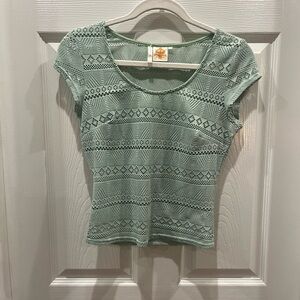 Sage green see thru baby tee top
